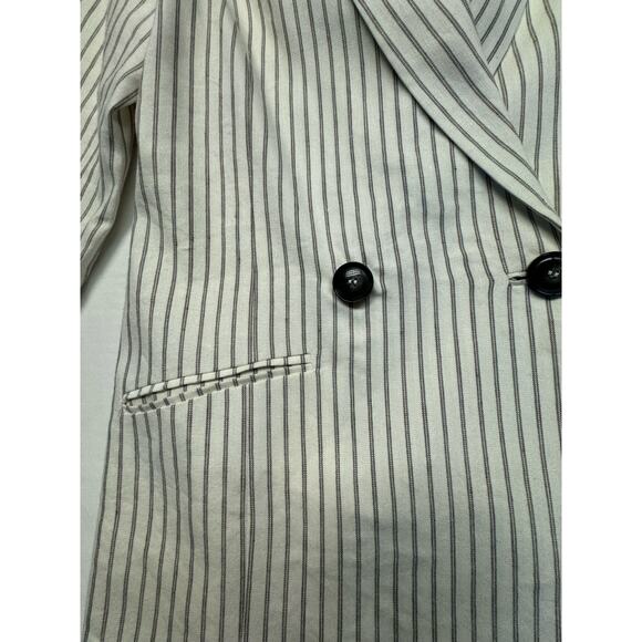 Mint Velvet Dressy Double Breasted Pinstripe Blazer Jacket Women 4 Cream Gray - Picture 9 of 12